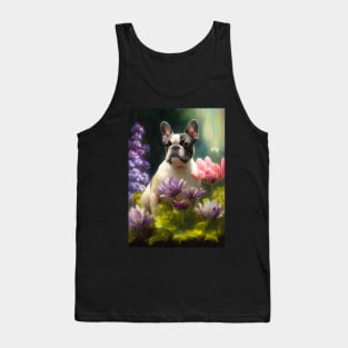 Pied French Bulldog in Flowers Card Tank Top